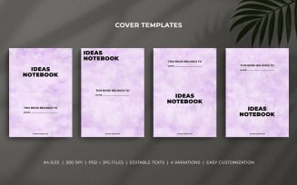Editable Notebook Cover Template – Minimal Pastel Violet Watercolor Design for Journal, Planner, KDP