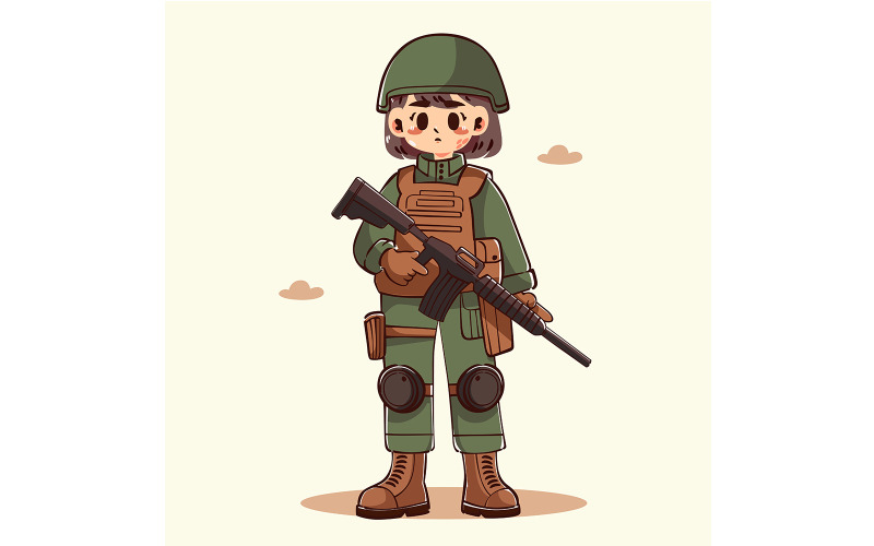 "FREE" 3D Illustration, girl character, icon Military Soldier