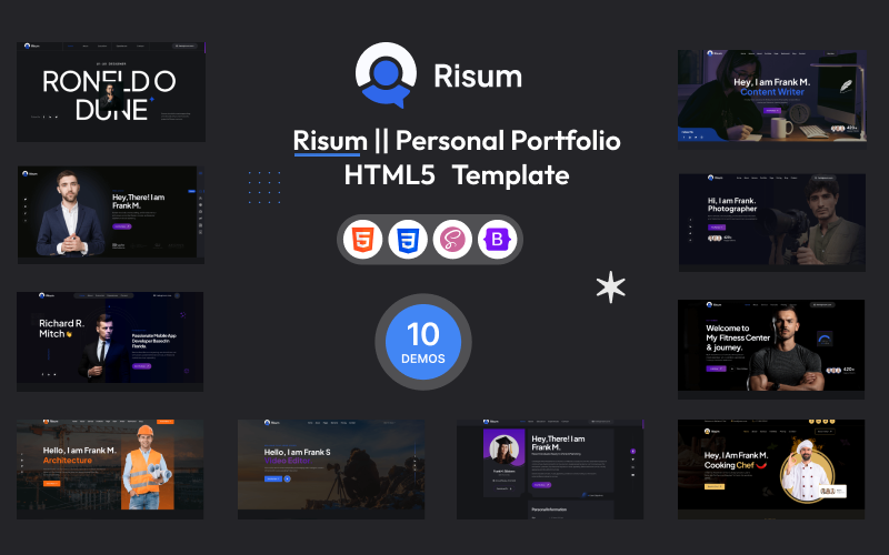 Risum - Personal Portfolio Multipurpose HTML5 Template Website Template