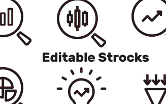 Scrutiny stock market icon set, analysis scrutiny, charts under magnifying glass, big data search