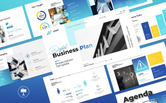 Blue Yellow Digital Business Plan Keynote Presentation Template