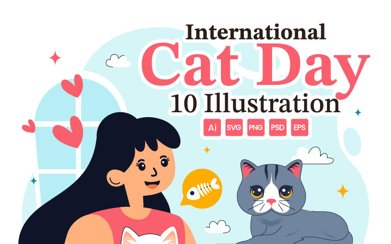 10 International Cat Day Illustration