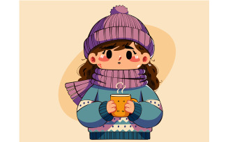 Illustration of a Girl in Winter Apparel