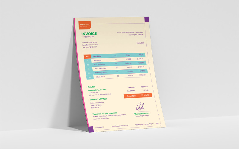 Modern Corporate Invoice Template Corporate Identity