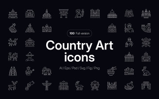 Modern Country Icon Art Set