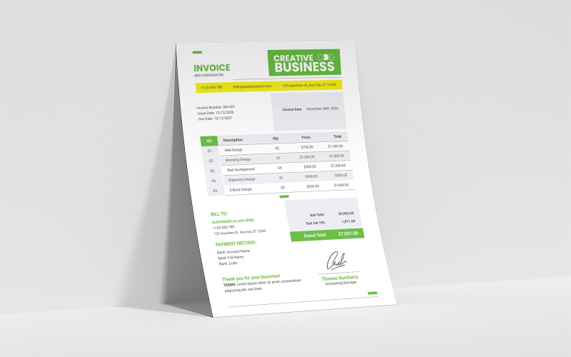 Modern Creative Business Invoice Template Corporate Identity