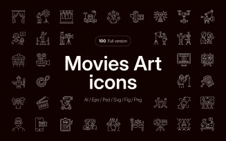 Modern Movie Icon Art Set