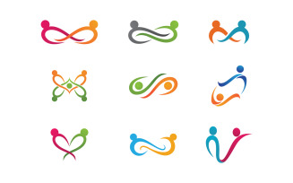 Human care adoption group network and social logo design vv.63