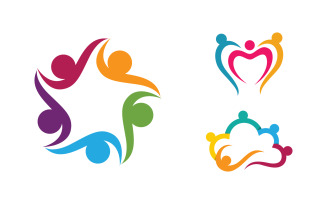 Human care adoption group network and social logo design vv.64