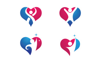 Human care adoption group network and social logo design vv.65