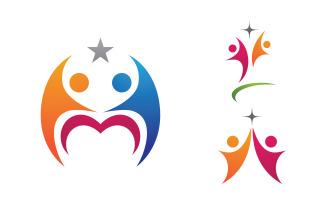 Human care adoption group network and social logo design vv.67