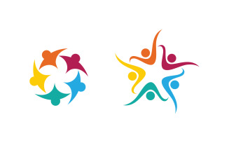 Human care adoption group network and social logo design vv.68