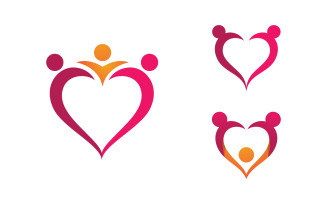 Human care adoption group network and social logo design vv.71