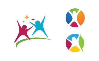 Human care adoption group network and social logo design vv.73