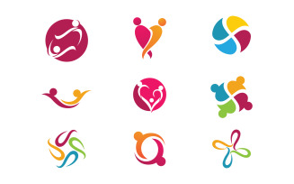 Human care adoption group network and social logo design vv.74