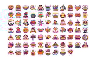 Cute Thanksgiving Illustrations | Pumpkin Pie, Turkey, Leaves | Instant Download
