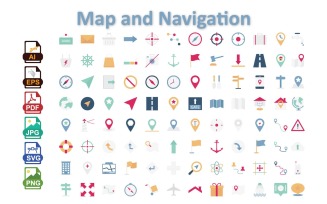 50+ Map & Navigation Icons in Unique Styles