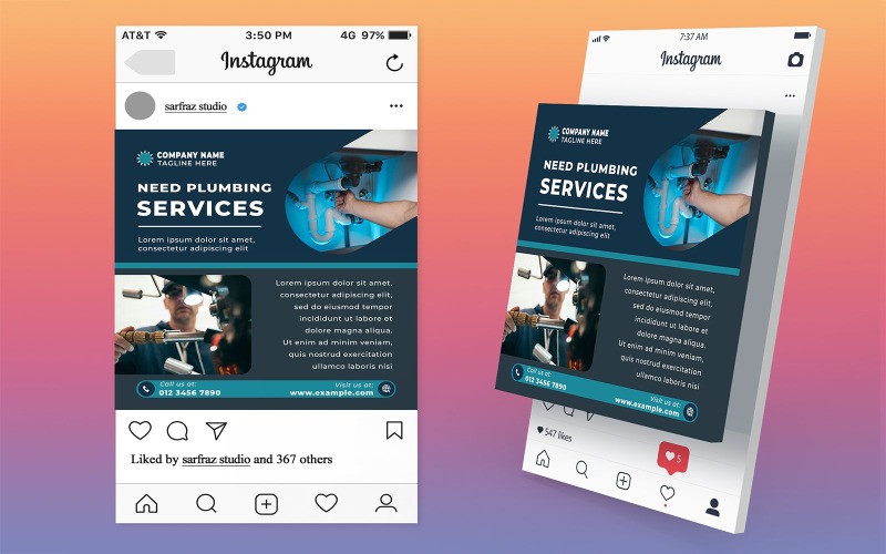 Plumbing Repair Social Media Post PSD Template for Home Maintenance