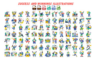 Success and Winnings Illustrations Vector Digital file