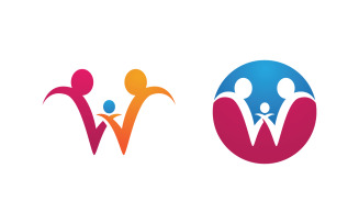 Human care adoption group network and social logo design vv.103