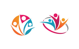 Human care adoption group network and social logo design vv.76