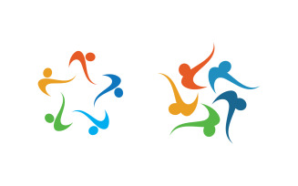 Human care adoption group network and social logo design vv.78