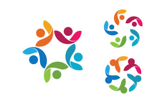 Human care adoption group network and social logo design vv.82