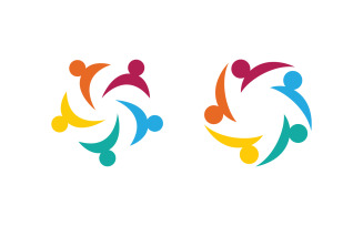 Human care adoption group network and social logo design vv.83