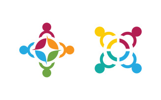 Human care adoption group network and social logo design vv.84