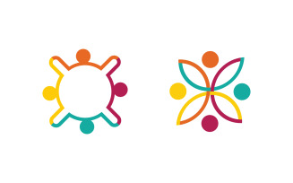 Human care adoption group network and social logo design vv.86