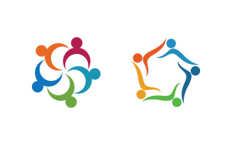 Human care adoption group network and social logo design vv.87