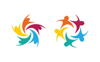 Human care adoption group network and social logo design vv.89