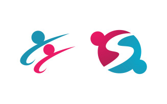 Human care adoption group network and social logo design vv.96