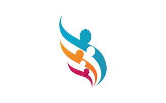 Human care adoption group network and social logo design vv.97