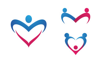 Human care adoption group network and social logo design vv.98