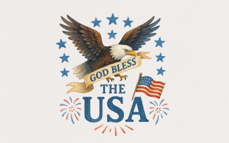 God Bless America PNG, 4th of July PNG, Patriotic, Independence Day, USA, Retro Sublimation,