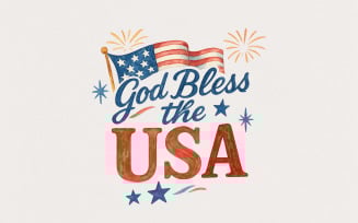 God Bless the USA PNG, 4th of July PNG, Independence Day, Patriotic Celebration, Red White Blue,
