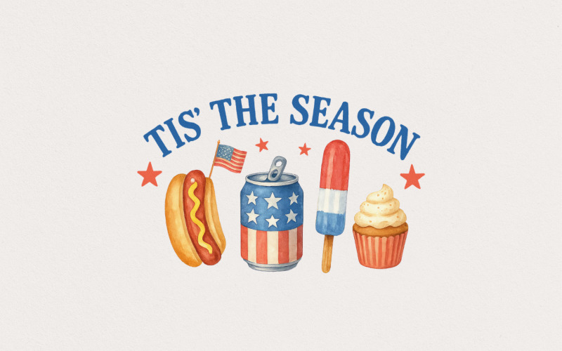 God Bless USA PNG, American Flag Digital Print, Tis the Season PNG, Blessed America, 4th of July Illustration