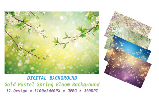 Gold Pastel Spring Bloom Background