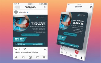 Professional Plumbing Service Social Media Post Template PSD | Clean & Modern Design