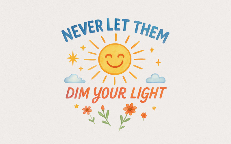 Never Let Them Dim Your Light png and PNG, Cute Sticker Design, Trendy Shirt Designs, Mental Health Illustration