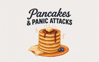 Pancakes and Panic Attacks PNG, Funny Retro Sublimation Design, Anxiety Quote, Vintage T-Shirt Mug