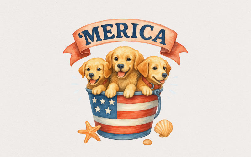 Patriotic Labrador PNG, Kids Hunting PNG, Fourth of July PNG, America PNG, Beach PNG, Kids Illustration