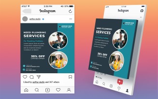 Professional Plumbing Services Social Media Post Template PSD for Promotions and Advertising