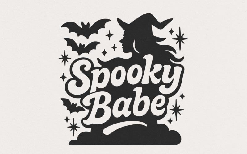 Spooky Babe png Files, Retro Halloween Shirt png, Trendy Witchy png for pod, Spooky Season png, Illustration