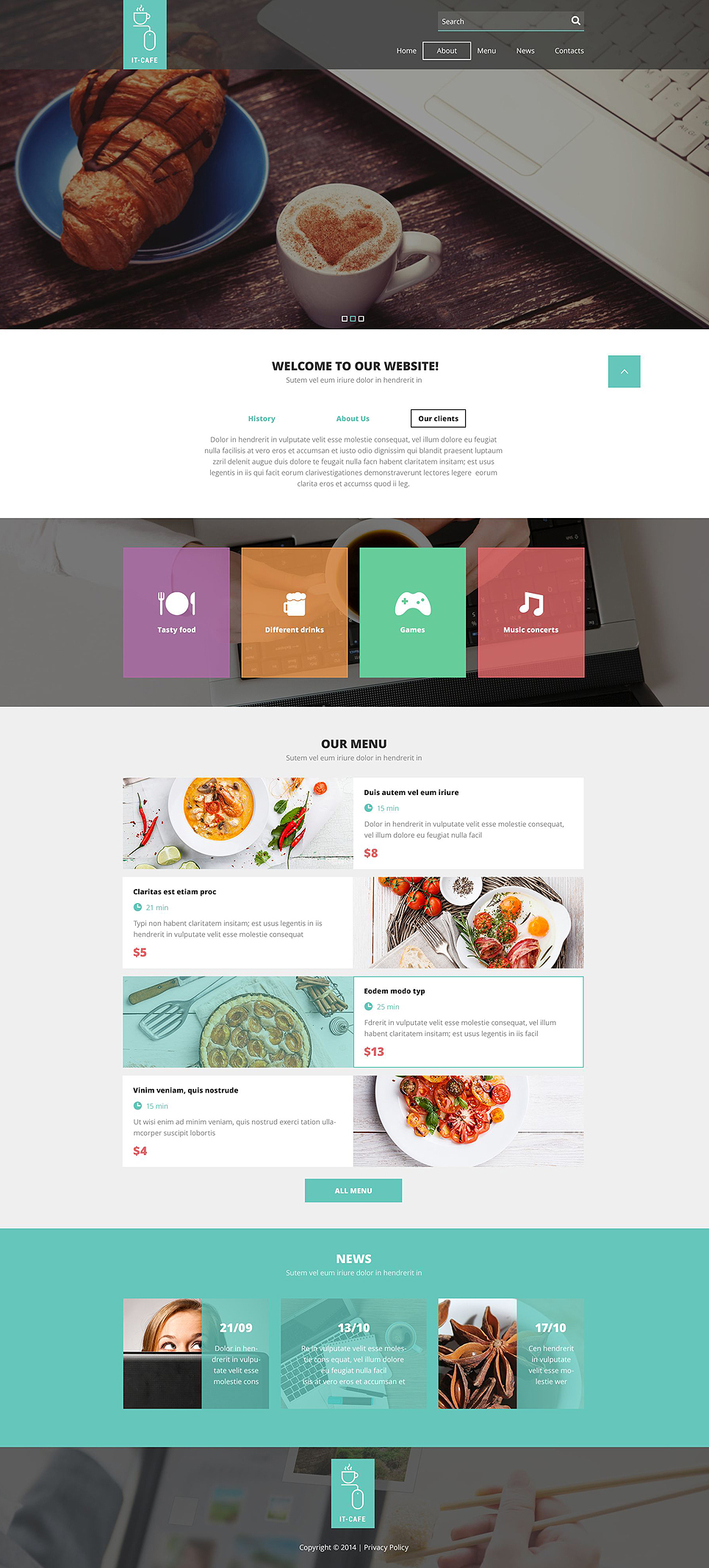 Cafe Responsive Website Template New Screenshots BIG