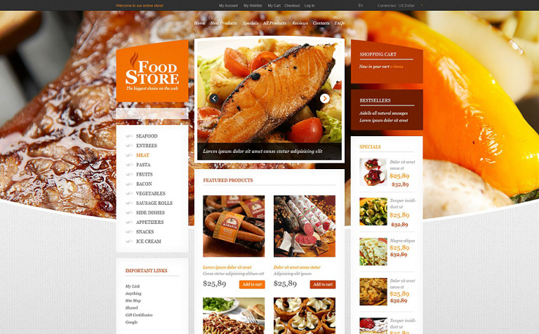 Food Store ZenCart Theme Big Screenshot Food Store ZenCart Template New Screenshots BIG