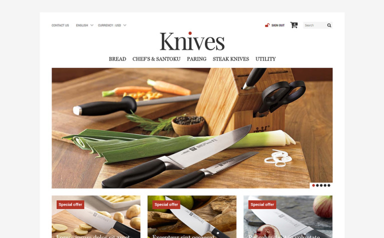 Knives Store Responsive PrestaShop Theme Big Screenshot Knives Store PrestaShop Theme New Screenshots BIG