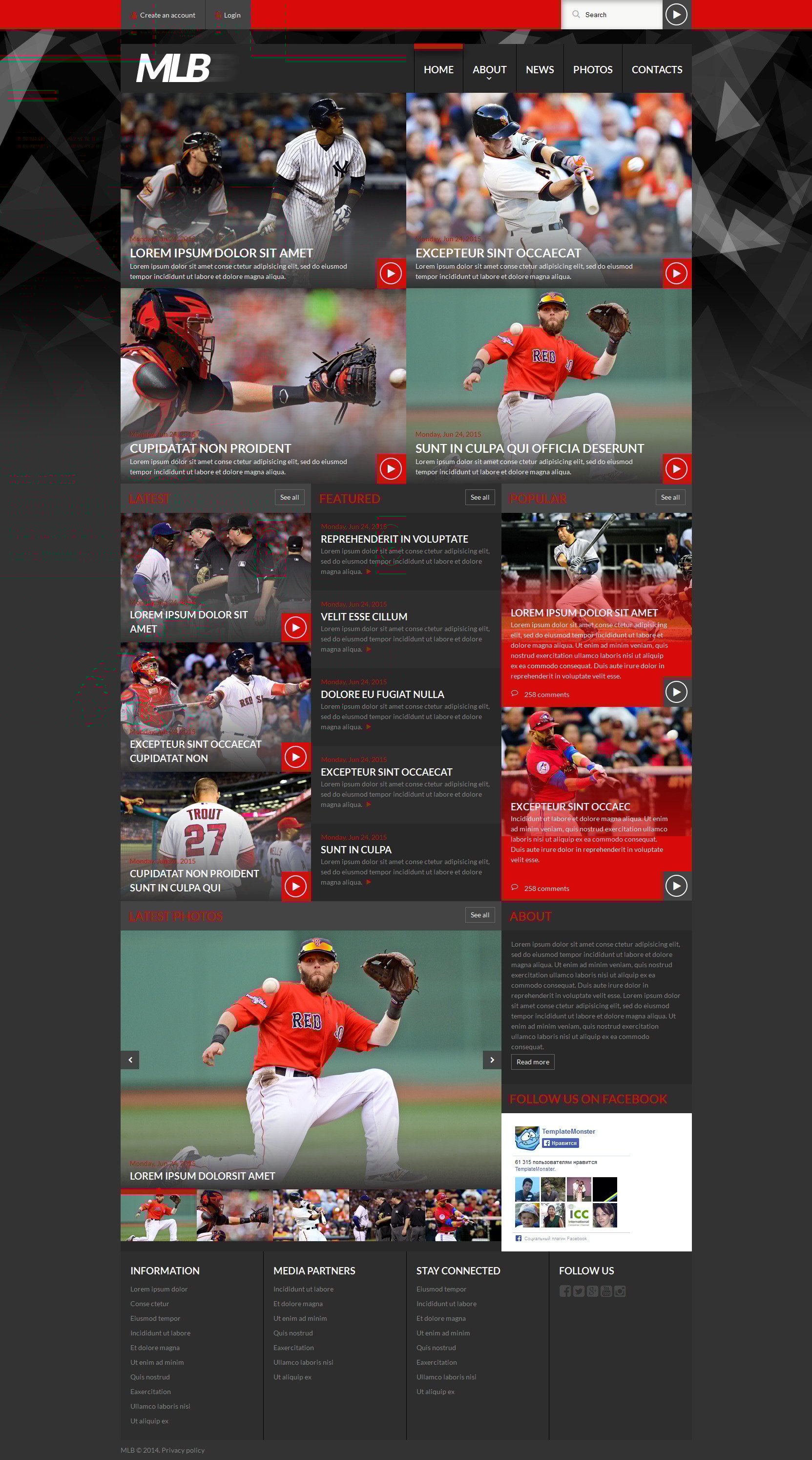 Plantilla Web "Baseball News Portal" #52497