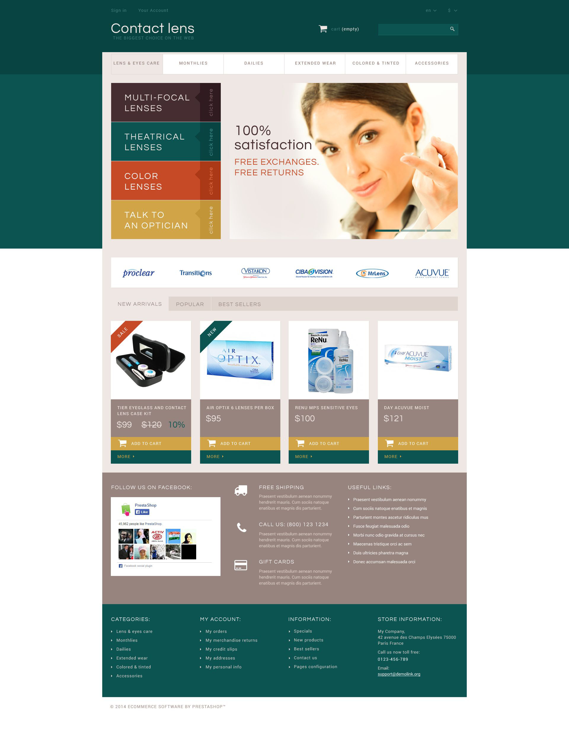 Tema De PrestaShop "Tienda de Lentes de Contacto" #52427 - captura de pantalla